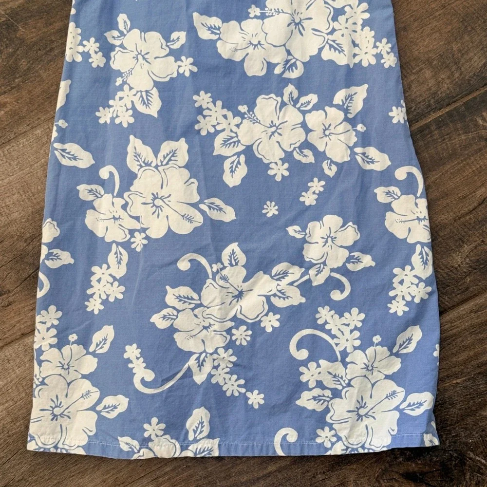 Old Navy Vintage Y2K Girls Hawaiian Hibiscus Empire Waist Mini Dress, Blue, 14
